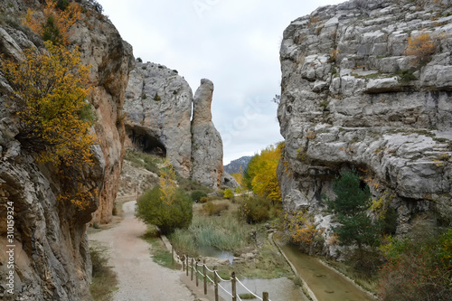 The canyon of La Hoz in Calomarde, Sierra de Albarracín, Teruel, Spain