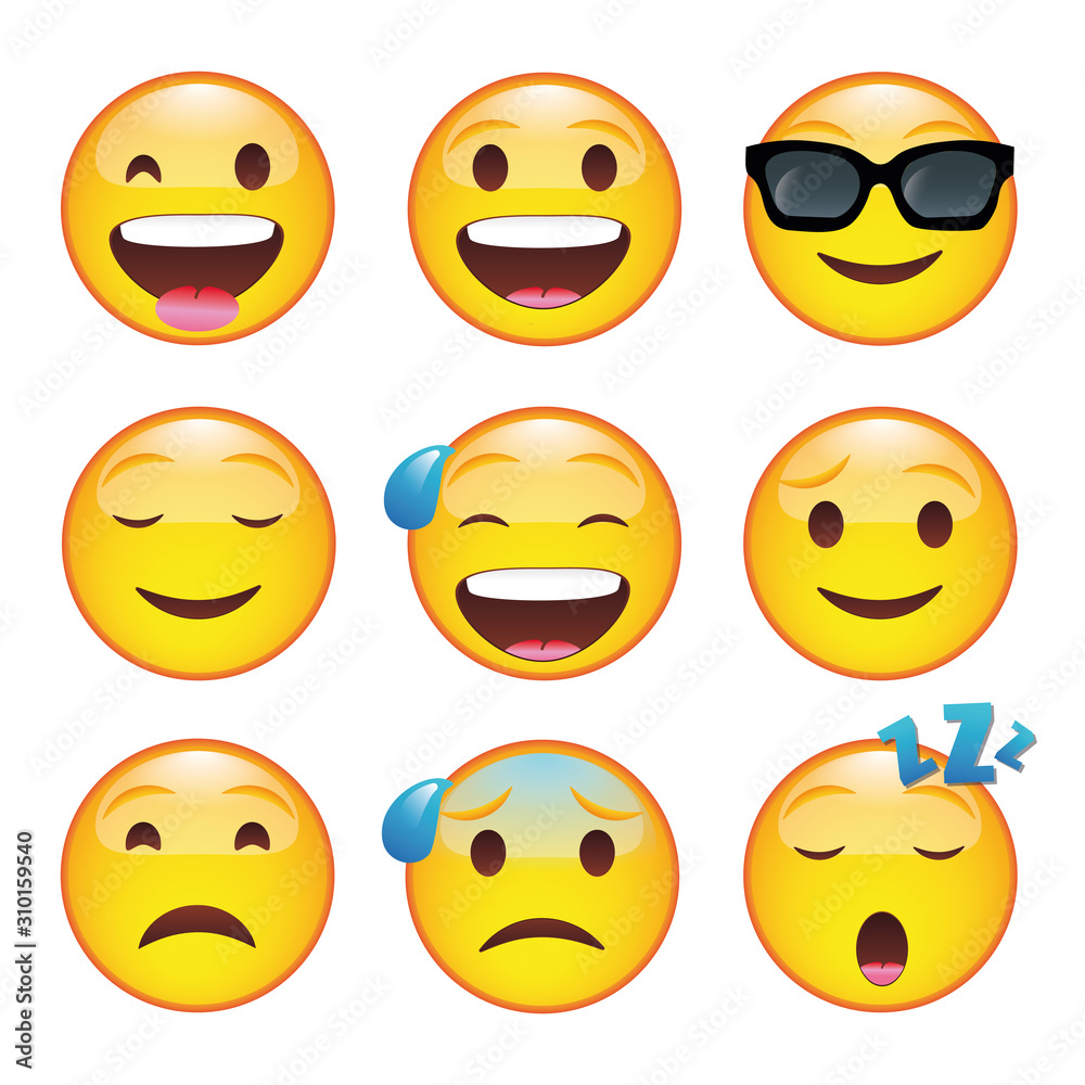 Fototapeta premium Set of Emoticons on White Background. 