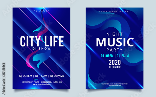 party flyer poster. Futuristic club flyer design template. Vector illustration