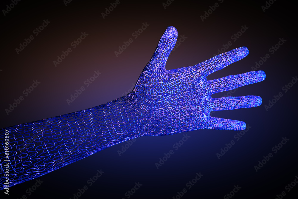 Woman hand with index finger touching or pointing. Digital and communication concept. 3d render Woman hand with index finger touching or pointing. Digital and communication concept. 3d render