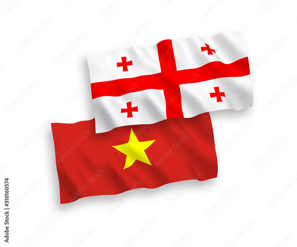Flags of Georgia and Vietnam on a white background
