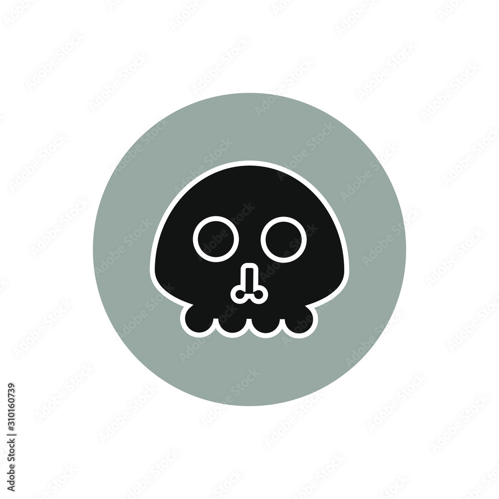 icon vector, skull with simple shapes icon vector, skull with simple shapes
