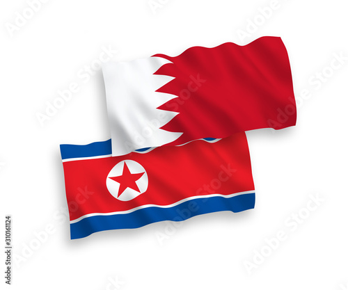 Flags of North Korea and Bahrain on a white background