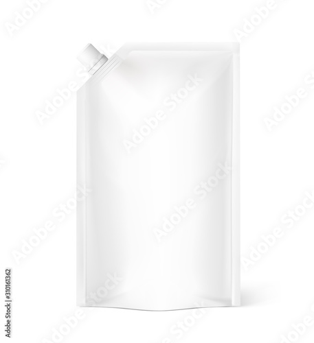 Pouch pack isolated on white background. Front view. Vector illustration. Can be use for template your design, promo, adv. EPS10.	