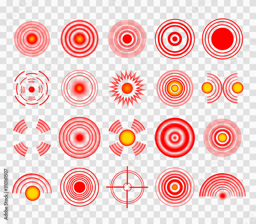 A set of pain circles, red rings. 
