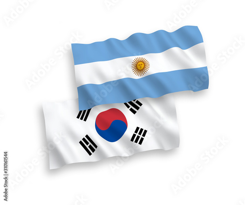 Flags of South Korea and Argentina on a white background