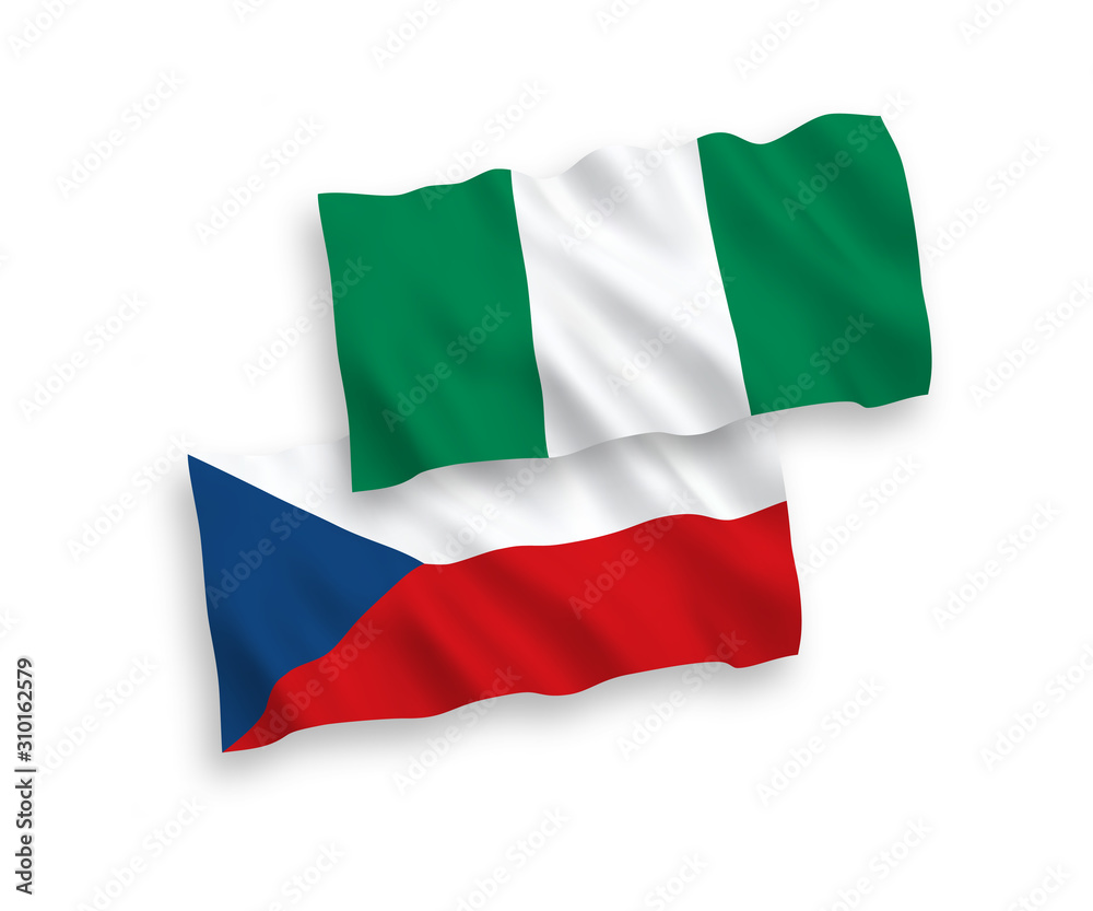 Flags of Czech Republic and Nigeria on a white background
