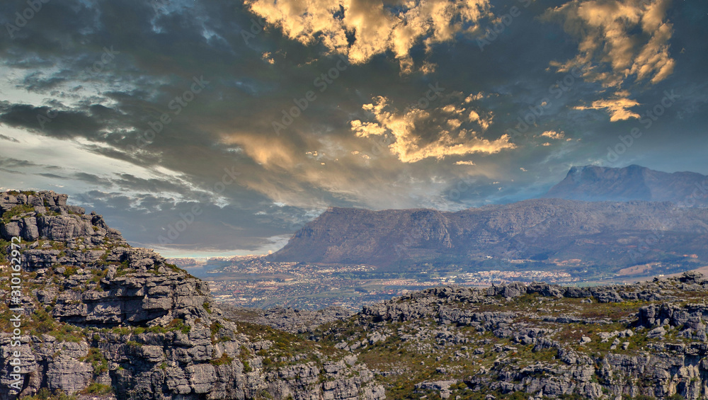 Naklejka premium cape town table mountain aerial view
