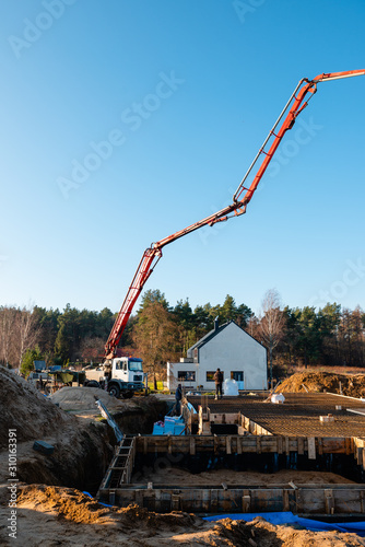 pouring the ceiling at the construction site