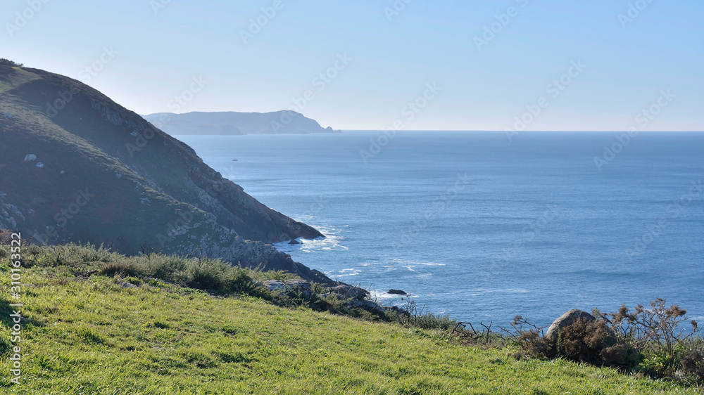 Touriñan cliffs in Muxía, Costa da Morte, Galicia, Spain. These cliffs are the westernmost coast of the Spanish peninsular 