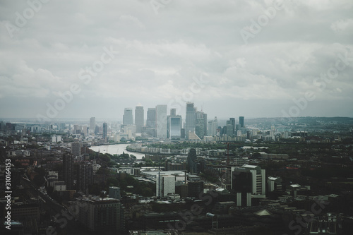 Aerial view on thames and london city.