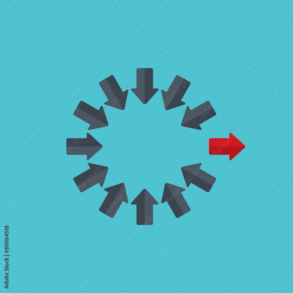 Red Arrow Standing Out From The Crowd, Vector Red Arrow Standing Out From The Crowd, Vector