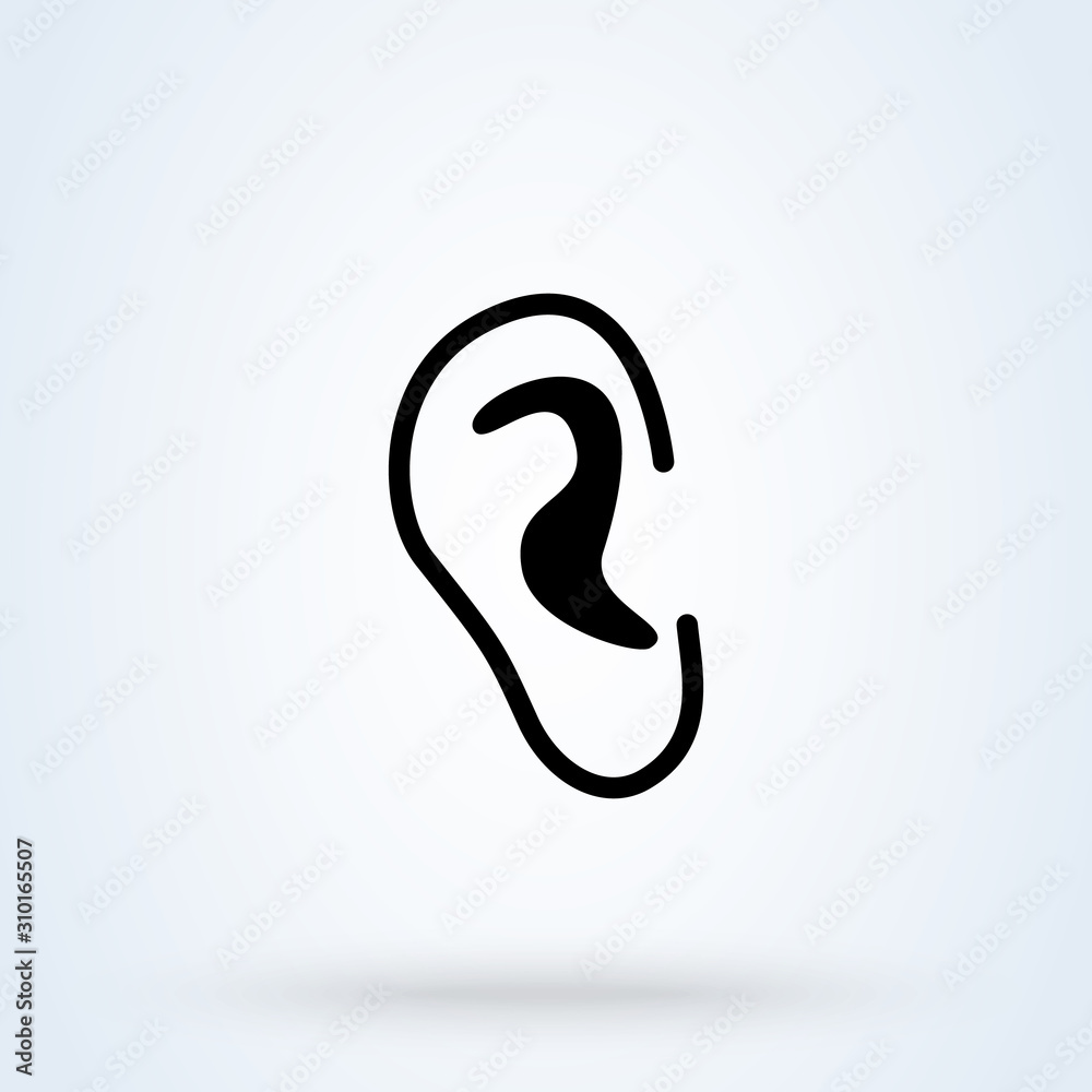 human ear symbol, Simple vector modern icon design illustration.
