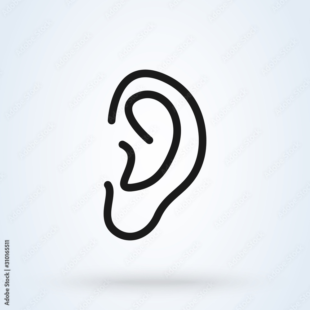 human ear line art, Simple vector modern icon design illustration. human ear line art, Simple vector modern icon design illustration.