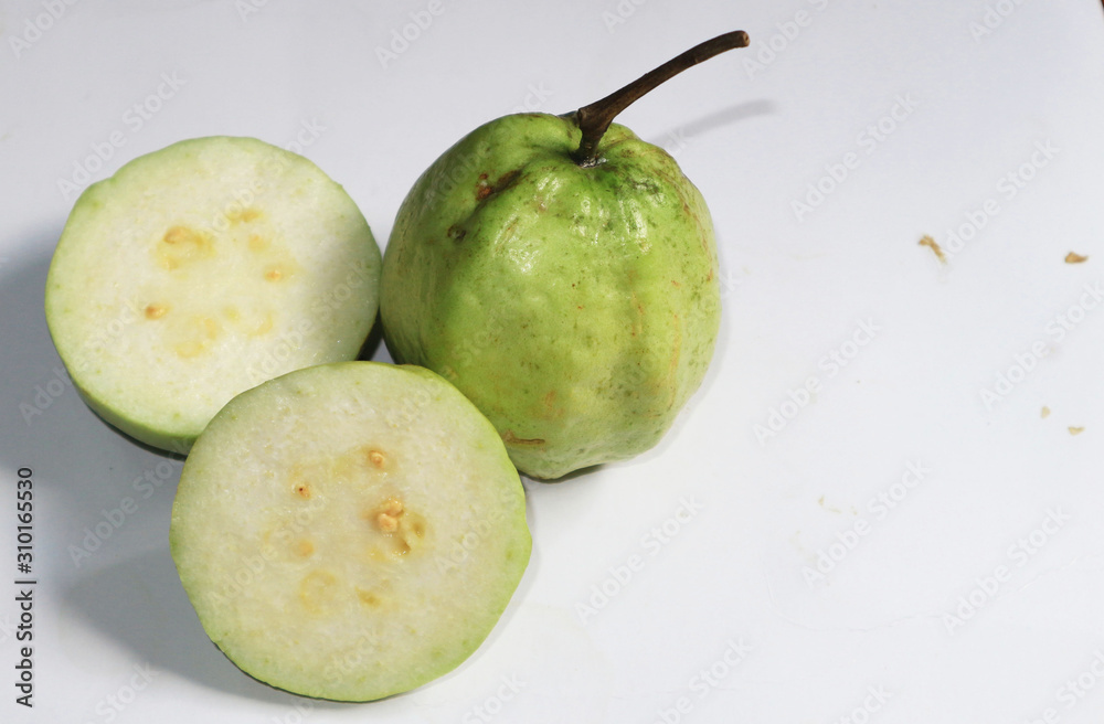 Seedless guava and white background Seedless guava and white background