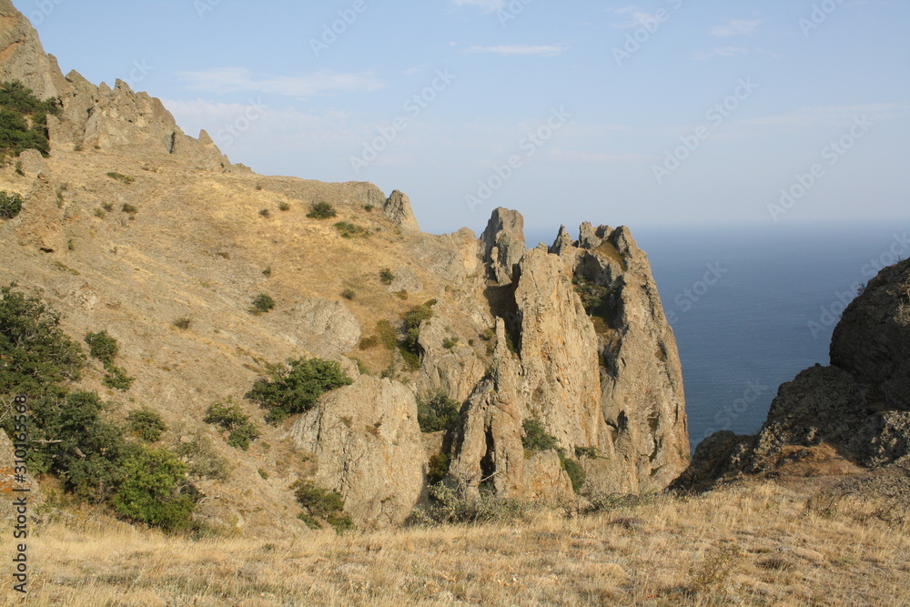 Fototapeta premium landscape with rocks and blue sky