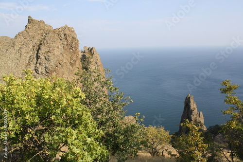 landscape with rocks and blue sky