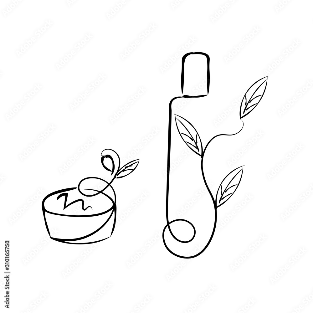 Logo. Natural, environmentally friendly cosmetics, shampoo. Graphic arts.  vector de Stock | Adobe Stock