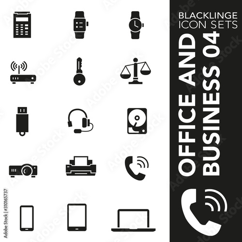 High quality black and white icons of office and business. Blacklinge are the best pictogram pack unique design for all dimensions and devices. Vector graphic, logo, symbol and website content. photo