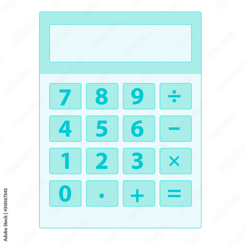 Blue calculator icon with numbers on a white background. Flat design. Vector illustration Blue calculator icon with numbers on a white background. Flat design. Vector illustration