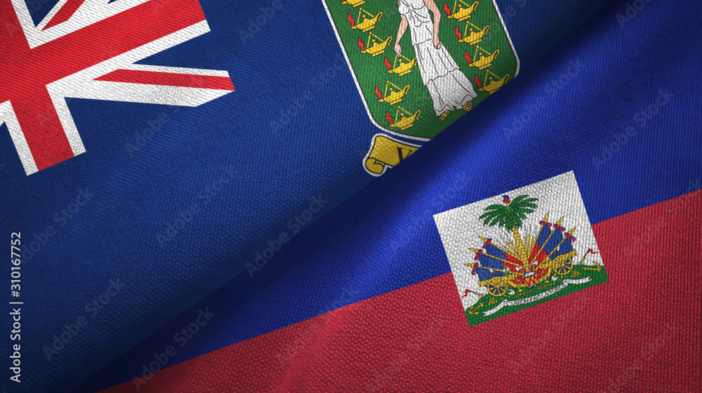 Fototapeta premium Virgin Islands British UK and Haiti two flags
