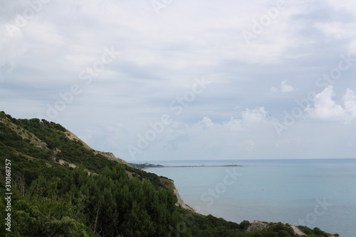 landscape with lake and blue sky