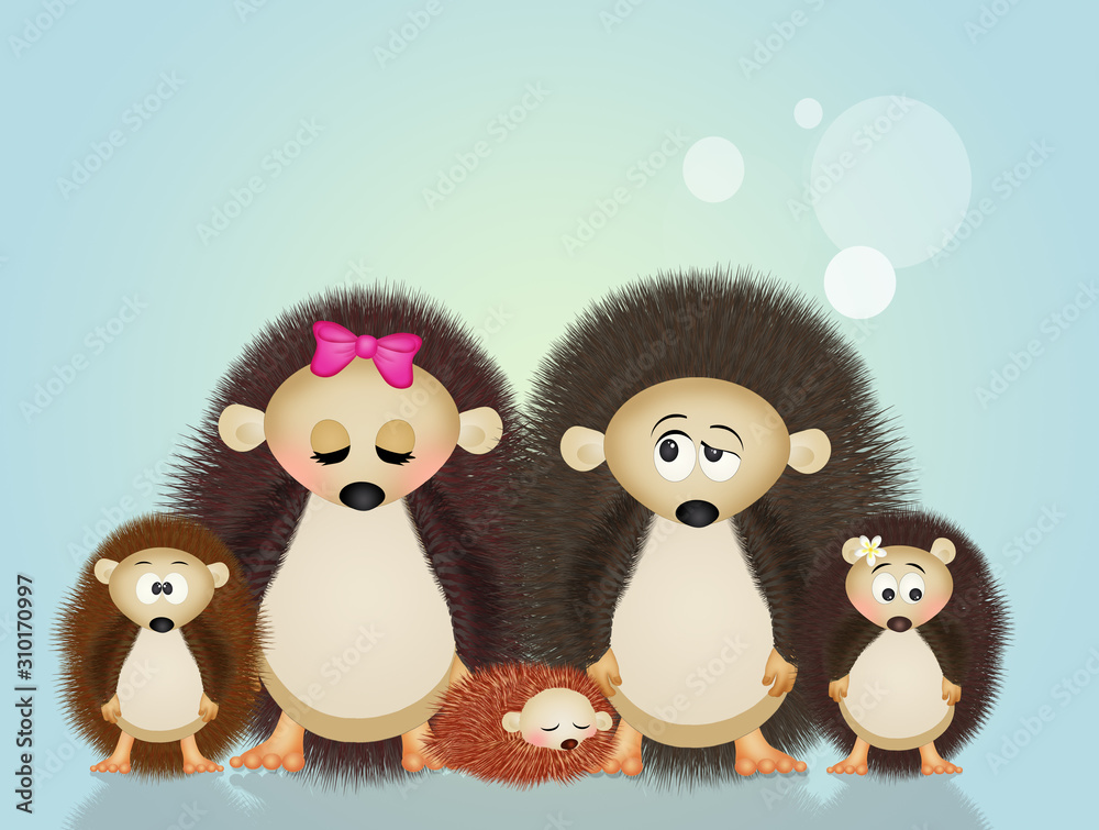 illustration of hedgehogs family illustration of hedgehogs family