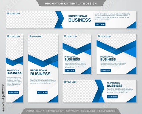 set of promotion kit template with simple layout and abstract style design