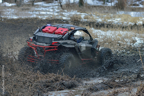 Buggy extreme ride on mud and water