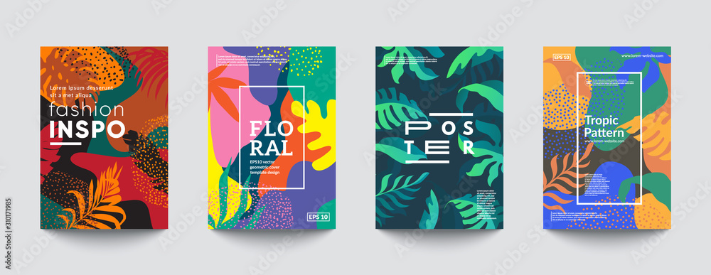 Tropic minimal cover templates. Invitation cards. Eps10 vector. 