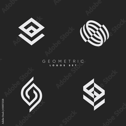 Minimal line logos. Original geometric forms for logotype. Eps10 vector.
