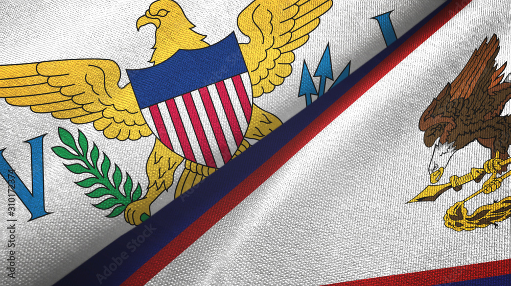 Virgin Islands United States and American Samoa two flags Virgin Islands United States and American Samoa two flags