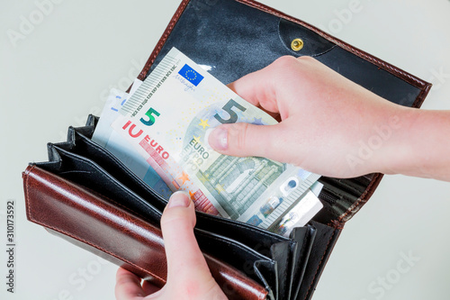 wallet with euro bills photo