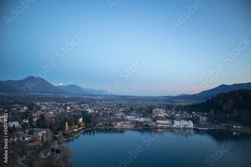 Sunset view of Bled from the Bled Castle