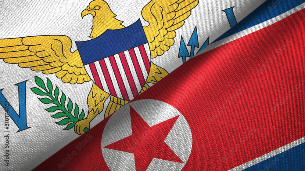Virgin Islands United States and North Korea two flags Virgin Islands United States and North Korea two flags