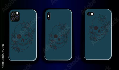 Collection of vector mock up smartphones. Stylish design of smartphone cases ...