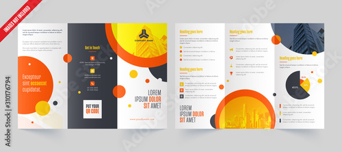 Business Tri-Fold Brochure, Template or Leaflet Design in Front and Back Page View.