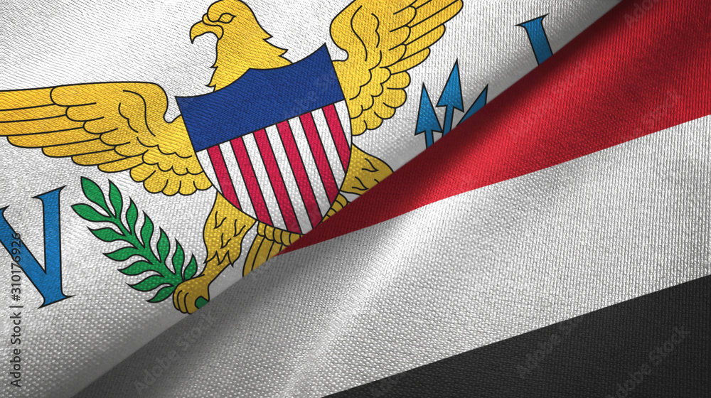 Virgin Islands United States and Yemen two flags Virgin Islands United States and Yemen two flags