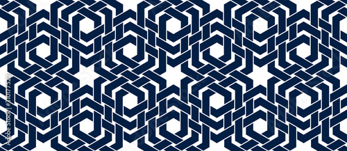 Stripy mesh weaving cubes seamless pattern, 3D abstract vector background for wallpapers, op art dimensional optical illusion design.