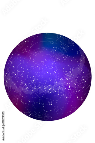 true constellations of the southern hemisphere, star map. Science astronomy, star chart on blue background