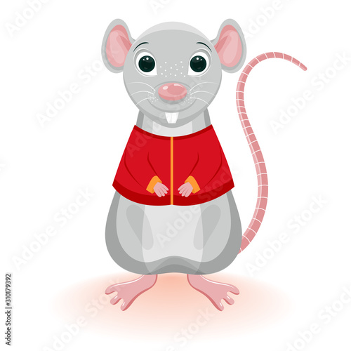 Cartoon character of rat standing on white background.