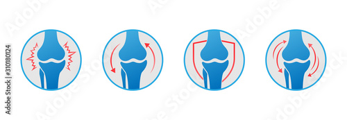 Knee bones vector. Human bone and joint icon set. Rheumatology and traumatology, vector design and illustration.