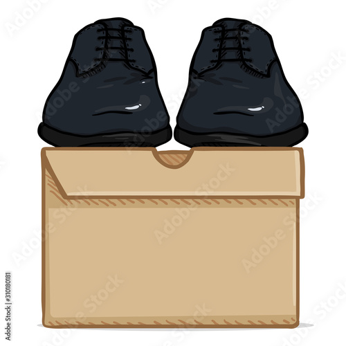 Vector Cartoon Classic Men Shoes with Shoebox