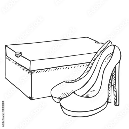 Vector Sketch Women Shoes with Shoebox