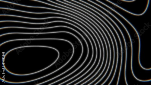 Abstract background with curly lines. Geometric seamless composition with moving striped pattern. Motion topography design. Smooth hypnotic wavy pattern. 3d loop animation. 4K UHD