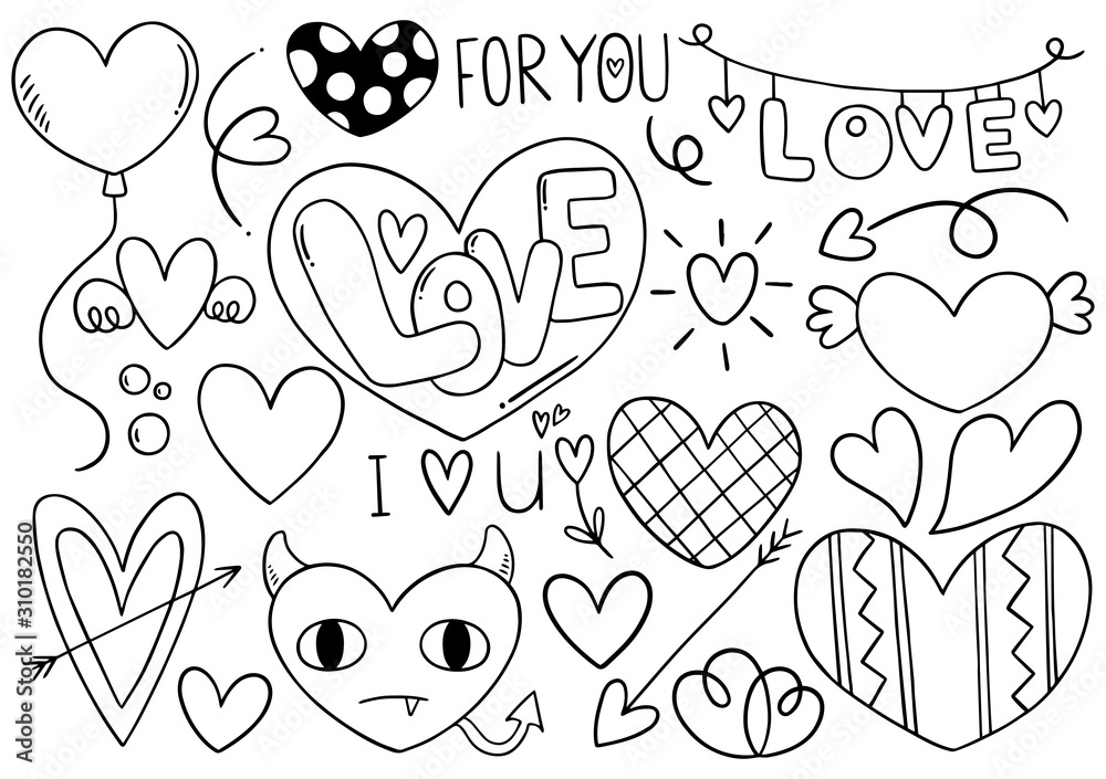 hand drawn scribble hearts