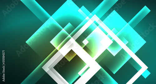 Shiny neon design square shape abstract background. Retro vector abstract design banner template