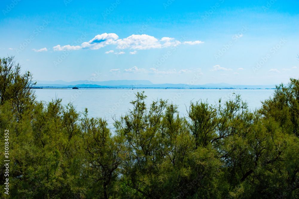 Beautiful sea horizon with blue sky