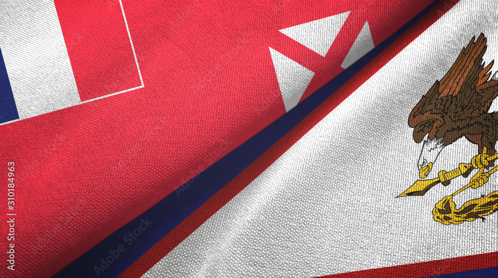 Wallis and Futuna and American Samoa two flags textile cloth, fabric texture Wallis and Futuna and American Samoa two flags textile cloth, fabric texture