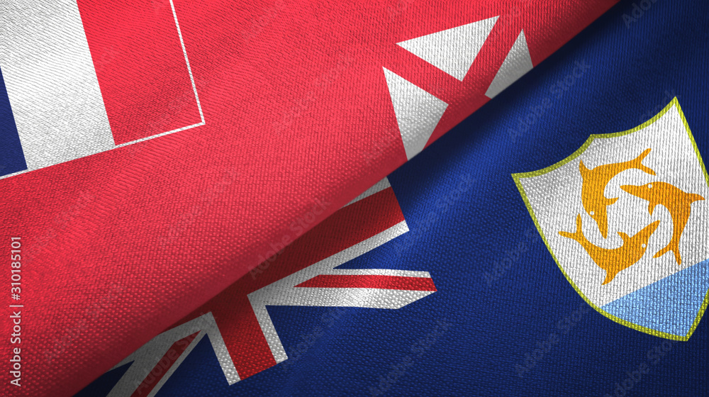 Wallis and Futuna and Anguilla two flags textile cloth, fabric texture Wallis and Futuna and Anguilla two flags textile cloth, fabric texture